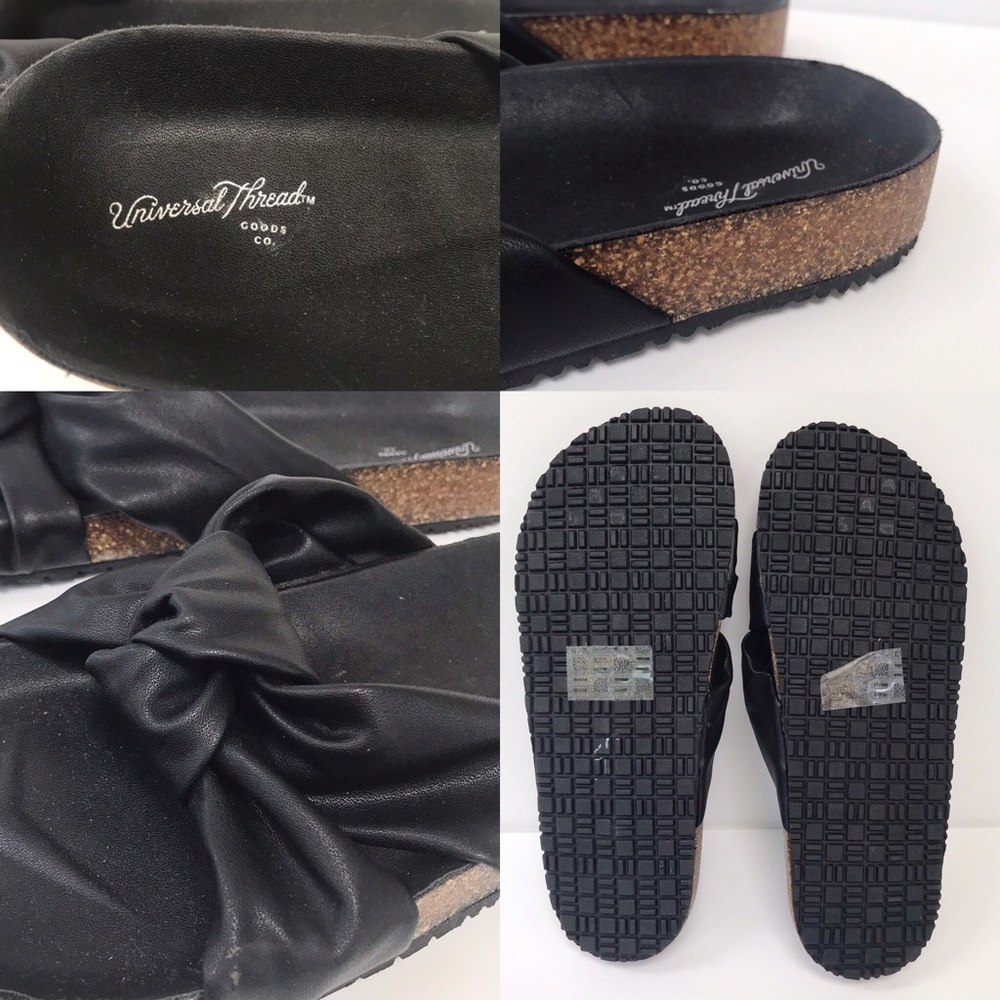 🌺UNIVERSAL THREAD JUNIE Knot Footbed Slides-Black - Picture 7 of 7